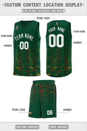 Custom Green White Personalized Scratches Pattern Sports Uniform Basketball Jersey