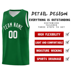 Custom Green White Chest Slash Patttern Sports Uniform Basketball Jersey