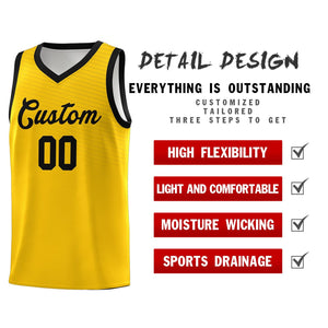 Custom Gold Black Chest Slash Patttern Sports Uniform Basketball Jersey