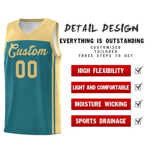 Custom Aqua Khaki Classic Sets Sports Uniform Basketball Jersey