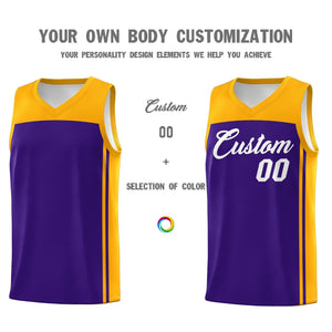 Custom Purple Yellow Classic Sets Sports Uniform Basketball Jersey