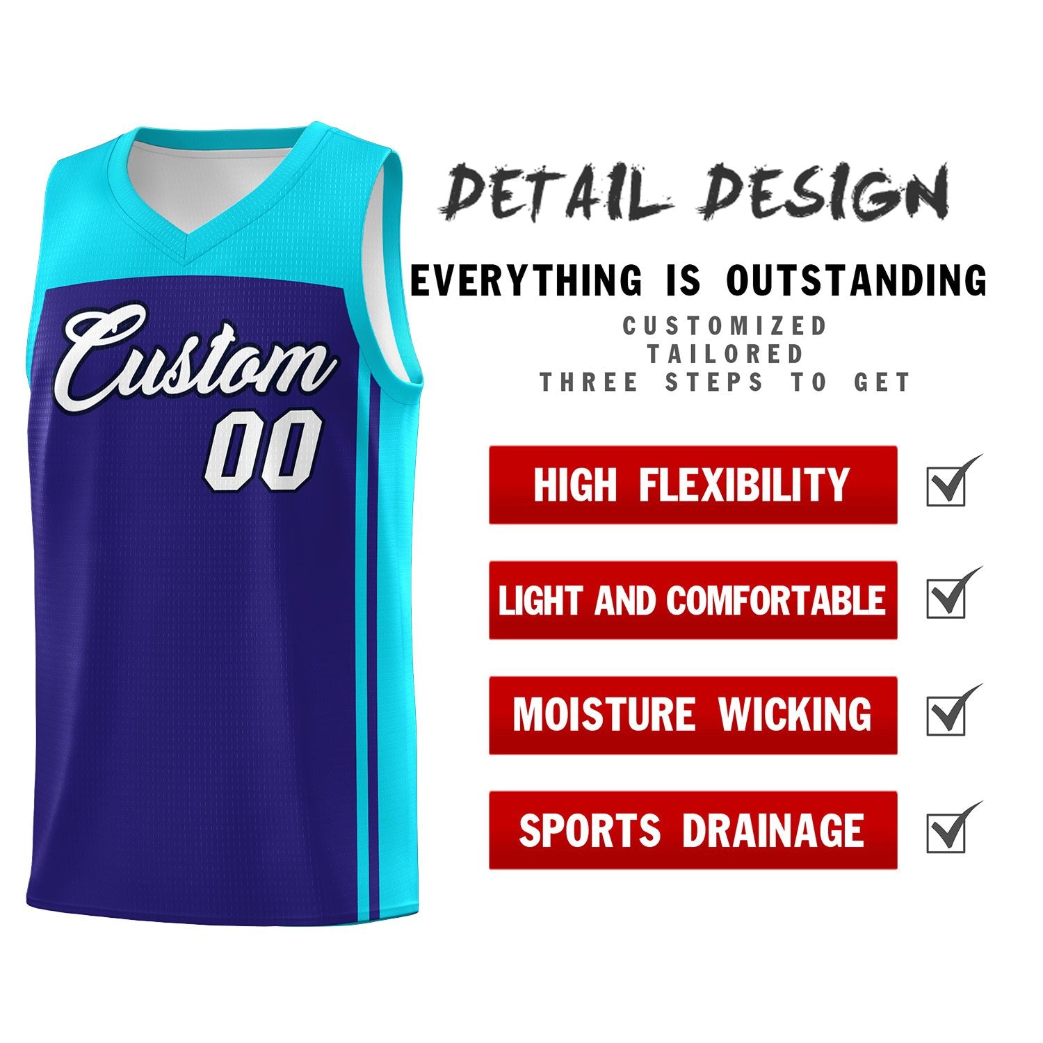 Custom Purple Sky Blue Classic Sets Sports Uniform Basketball Jersey