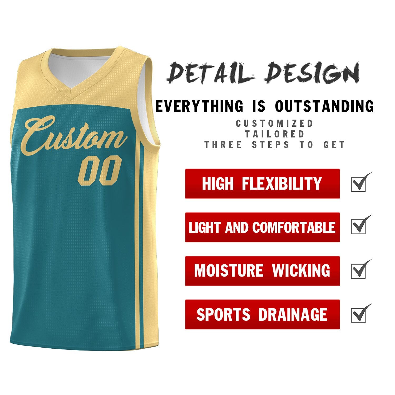 Custom Aqua Khaki Classic Sets Sports Uniform Basketball Jersey