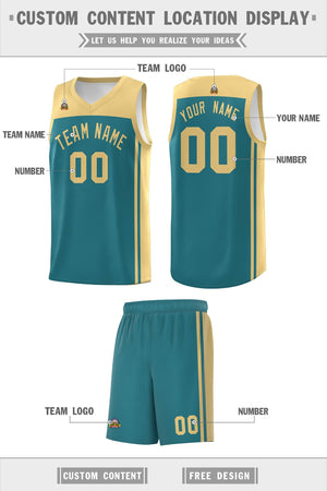 Custom Aqua Khaki Classic Sets Sports Uniform Basketball Jersey