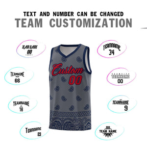 Custom Dark Gray Navy Personalized Cashew Pattern Sports Uniform Basketball Jersey