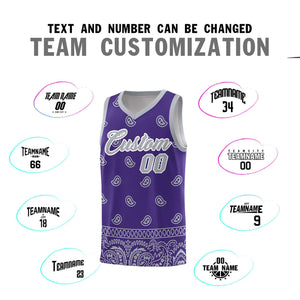 Custom Purple Gray Personalized Cashew Pattern Sports Uniform Basketball Jersey