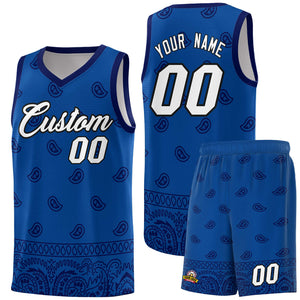 Custom Royal Navy Personalized Cashew Pattern Sports Uniform Basketball Jersey