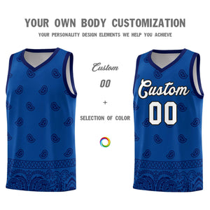 Custom Royal Navy Personalized Cashew Pattern Sports Uniform Basketball Jersey