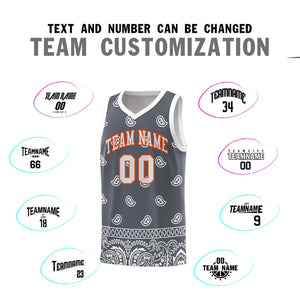 Custom Dark Gray White Personalized Cashew Pattern Sports Uniform Basketball Jersey