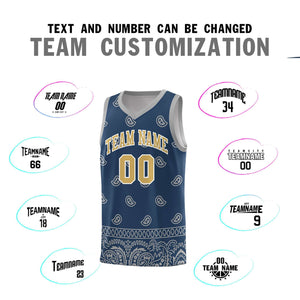 Custom Midnight Blue Gray Personalized Cashew Pattern Sports Uniform Basketball Jersey