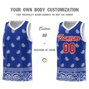 Custom Royal White Personalized Cashew Pattern Sports Uniform Basketball Jersey