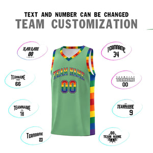 Custom Green LGBT Rainbow For Pride Month Sports Uniform Basketball Jersey