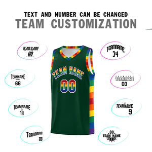 Custom Green LGBT Rainbow For Pride Month Sports Uniform Basketball Jersey