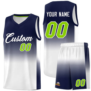 Custom Navy White Gradient Fashion Sets Sports Uniform Basketball Jersey