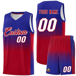 Custom Royal Red Gradient Fashion Sets Sports Uniform Basketball Jersey