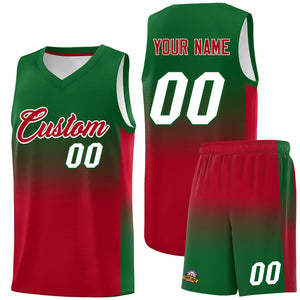 Custom Kelly Green Red Gradient Fashion Sets Sports Uniform Basketball Jersey