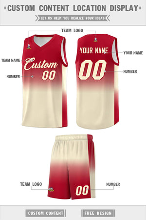 Custom Red Cream Gradient Fashion Sets Sports Uniform Basketball Jersey