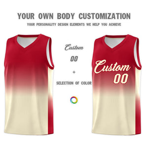 Custom Red Cream Gradient Fashion Sets Sports Uniform Basketball Jersey