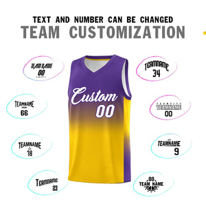 Custom Purple Gold Gradient Fashion Sets Sports Uniform Basketball Jersey