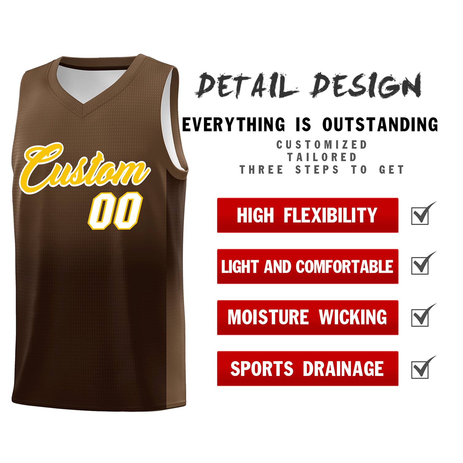 Custom Light Brown Brown Gradient Fashion Sets Sports Uniform Basketball Jersey