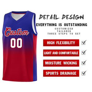 Custom Royal Red Gradient Fashion Sets Sports Uniform Basketball Jersey