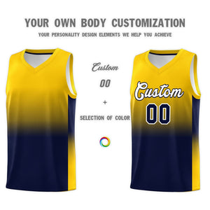 Custom Gold Navy Gradient Fashion Sets Sports Uniform Basketball Jersey