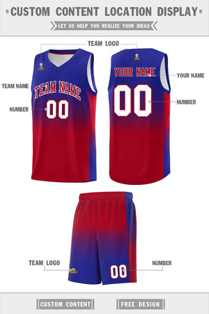 Custom Royal Red Gradient Fashion Sets Sports Uniform Basketball Jersey