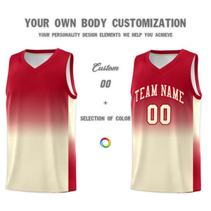 Custom Red Cream Gradient Fashion Sets Sports Uniform Basketball Jersey