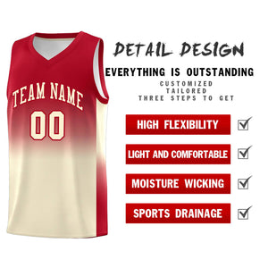 Custom Red Cream Gradient Fashion Sets Sports Uniform Basketball Jersey