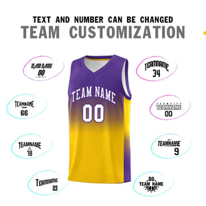 Custom Purple Gold Gradient Fashion Sets Sports Uniform Basketball Jersey