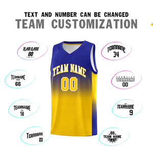 Custom Royal Gold Gradient Fashion Sets Sports Uniform Basketball Jersey