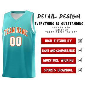 Custom Bright Green Aqua Gradient Fashion Sets Sports Uniform Basketball Jersey