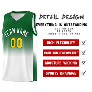 Custom Kelly Green White Gradient Fashion Sets Sports Uniform Basketball Jersey