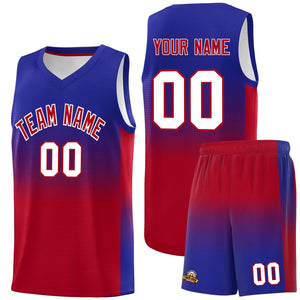 Custom Royal Red Gradient Fashion Sets Sports Uniform Basketball Jersey