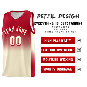 Custom Red Cream Gradient Fashion Sets Sports Uniform Basketball Jersey