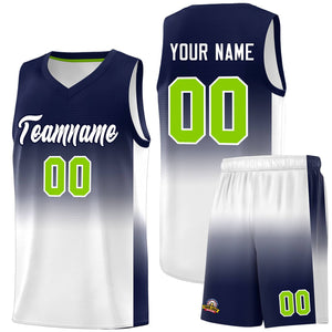 Custom Navy White Gradient Fashion Sets Sports Uniform Basketball Jersey