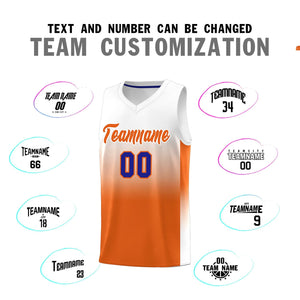 Custom White Orange Gradient Fashion Sets Sports Uniform Basketball Jersey