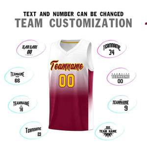 Custom White Crimson Gradient Fashion Sets Sports Uniform Basketball Jersey