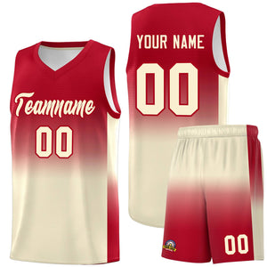 Custom Red Cream Gradient Fashion Sets Sports Uniform Basketball Jersey