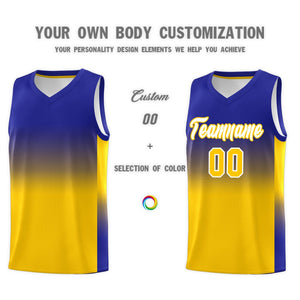 Custom Royal Gold Gradient Fashion Sets Sports Uniform Basketball Jersey