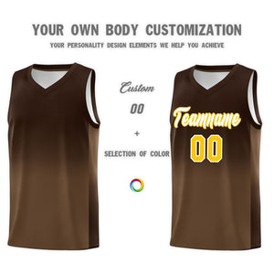 Custom Brown Light Brown Gradient Fashion Sets Sports Uniform Basketball Jersey