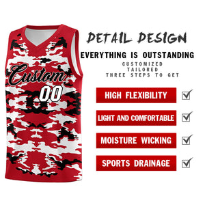 Custom Red Black-White Personalized Camo Sets Sports Uniform Basketball Jersey