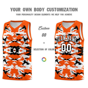 Custom Orange Black-White Personalized Camo Sets Sports Uniform Basketball Jersey