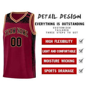 Custom Crimson Black Graffiti Pattern Sports Uniform Basketball Jersey