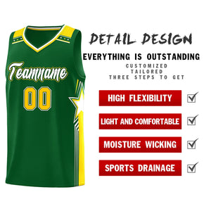 Custom Kelly Green White Star Graffiti Pattern Sports Uniform Basketball Jersey