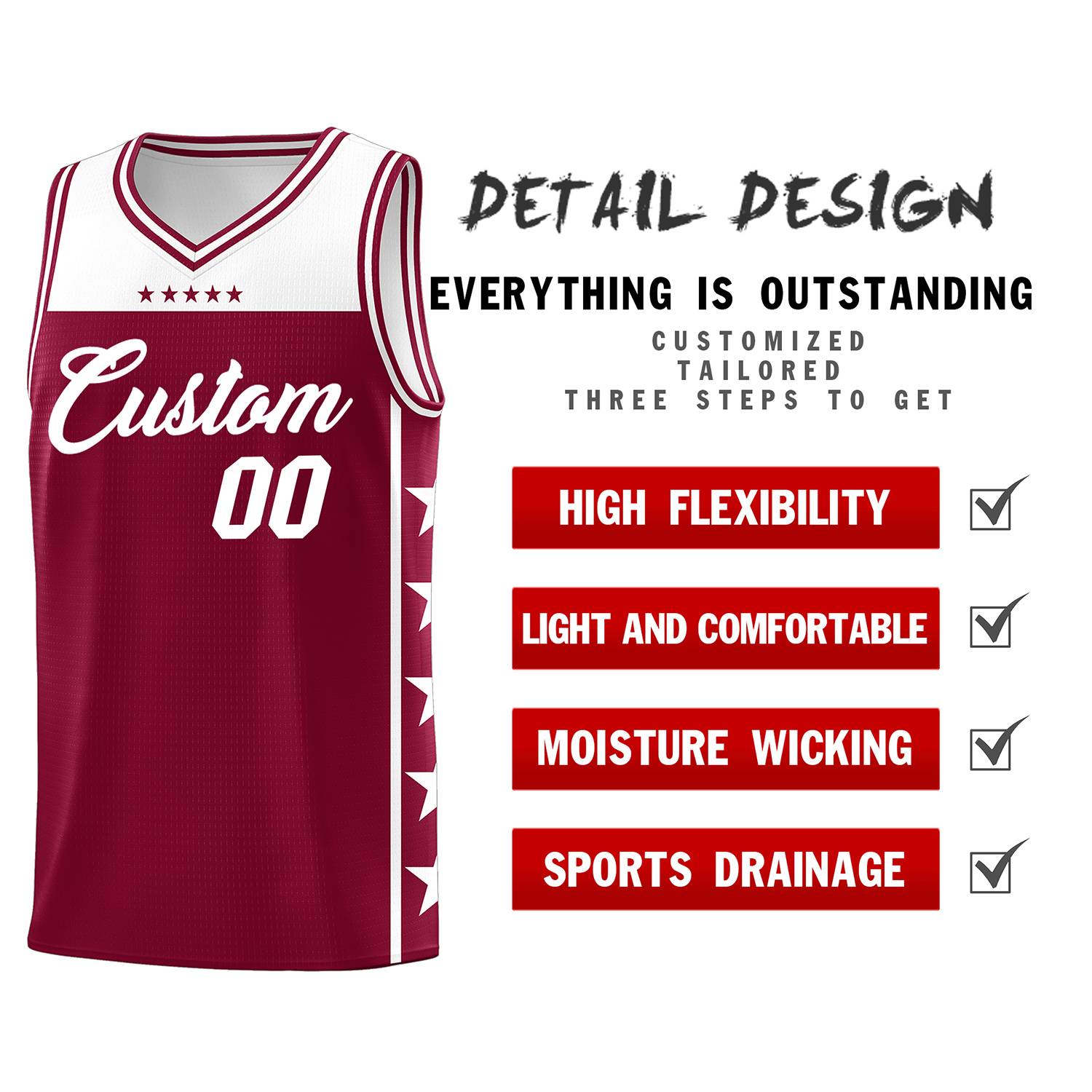 Custom Crimson White Color Block Sets Sports Uniform Basketball Jersey