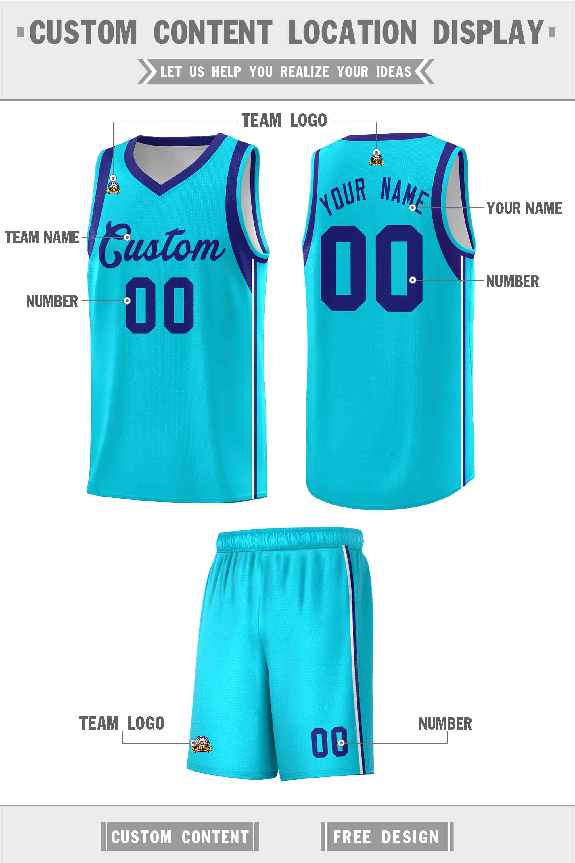 Custom Powder Blue Purple Sleeve Colorblocking Classic Sports Uniform Basketball Jersey