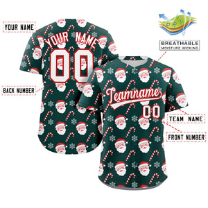 Custom Green White-Red Christmas Graffiti Pattern Authentic Baseball Jersey