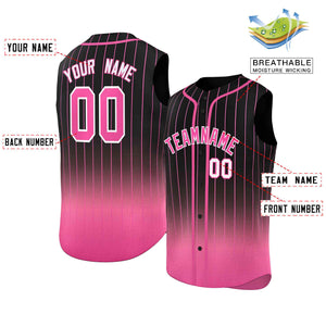 Custom Black Pink Gradient stripe Fashion Authentic Sleeveless Baseball Jersey