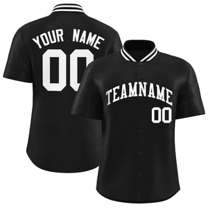 Custom Black Classic Style Authentic Stand Collar Baseball Jersey